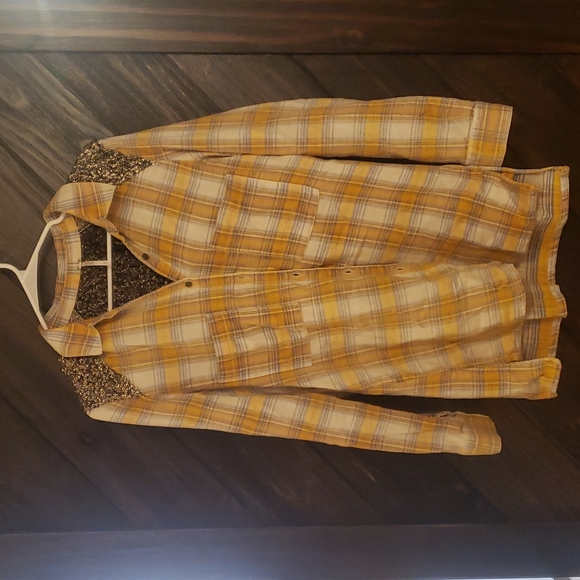 Free People Tops - Free people button up with gold sequin